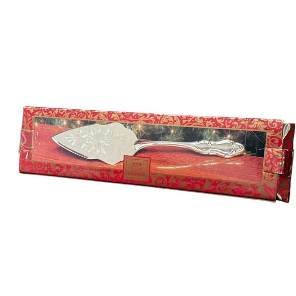 Home For The Holidays VTG Silver Plate Cake Pie Server Christmas Greetings READ - Picture 5 of 9